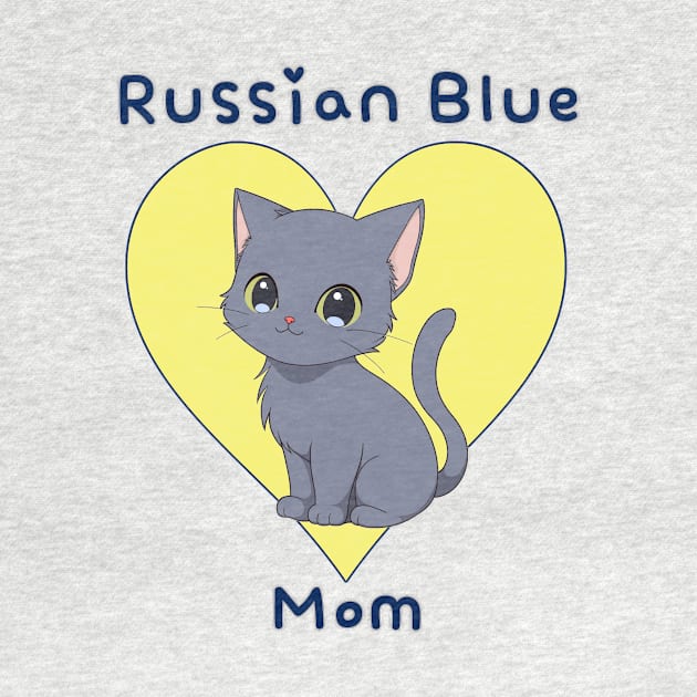 Russian Blue Mom Cat with Yellow Heart by Underground Cargo